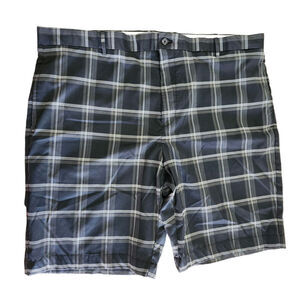 Greg Norman Mens Chino Shorts Golf 44 Black Plaid Cool Wicking
